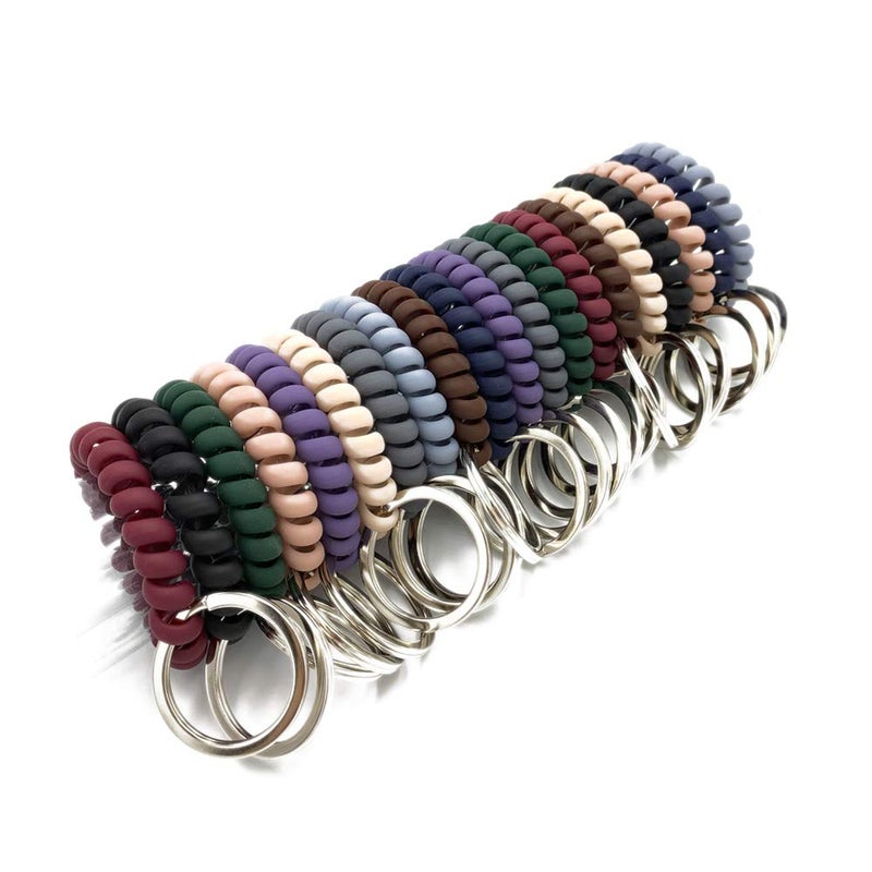 FRUTA Dohuge 20 Pcs Mix Color Plastic Coil Stretch Wristband Keychain (A) - Image 1